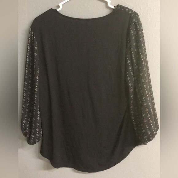 034.  41 hawthorn Black Buttoned 3/4 Sleeve Blouse - Picture 2 of 2